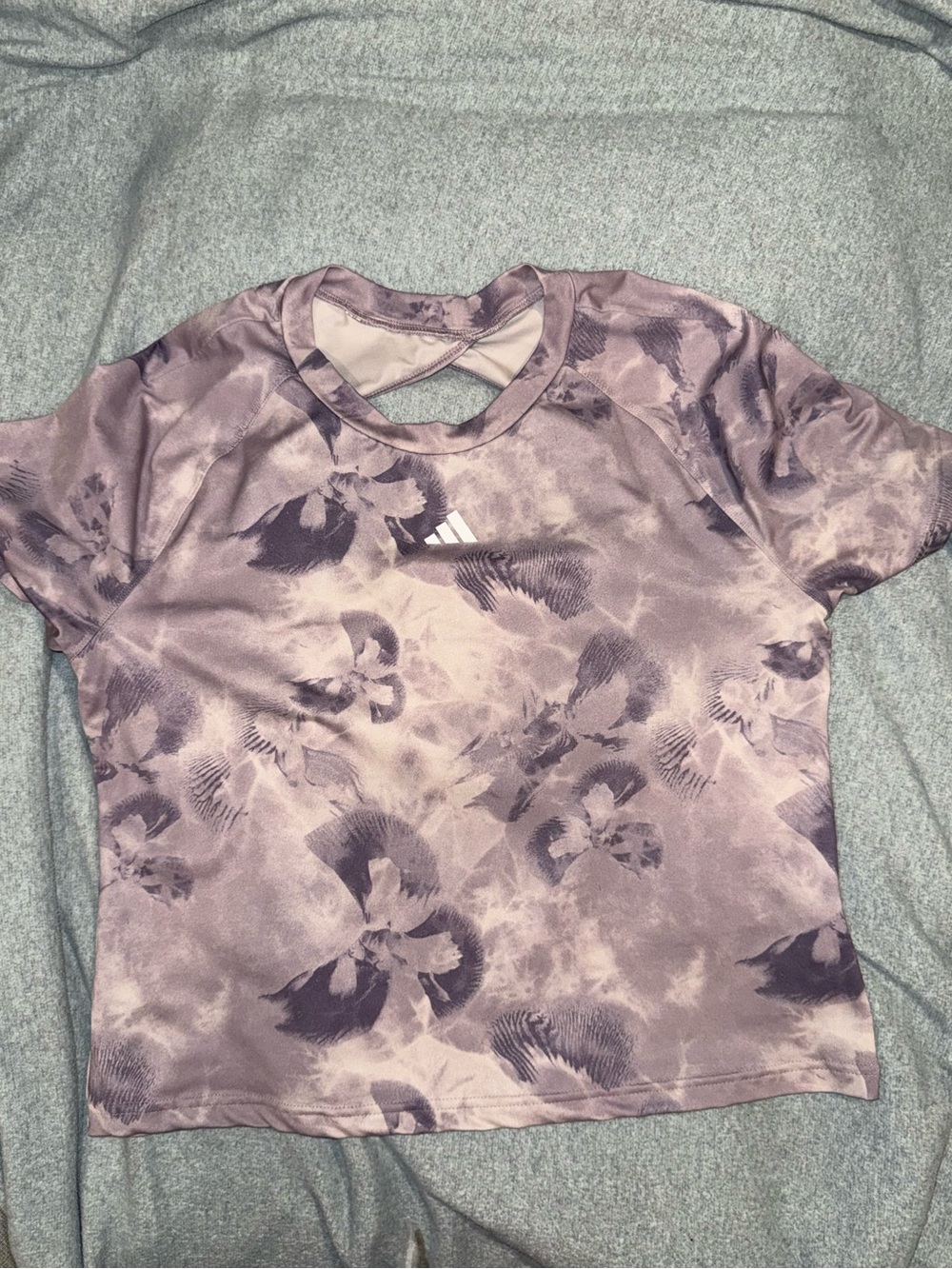 Adidas purple & gray camouflage crop top in a L